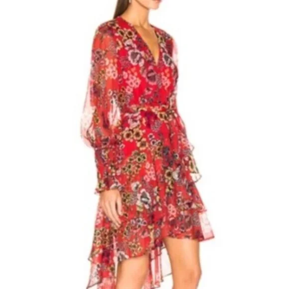knee length dresses for ladies Silk Long Sleeve Wrap Dress